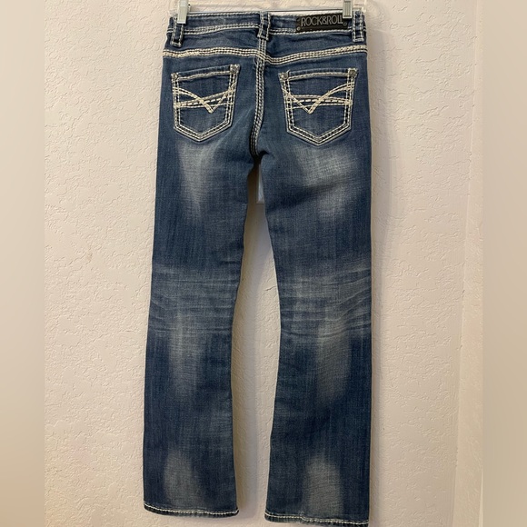 Rock&Roll Cowgirl Riding Jean 25X32 Bootcut Medium Wash Preloved - Picture 9 of 14